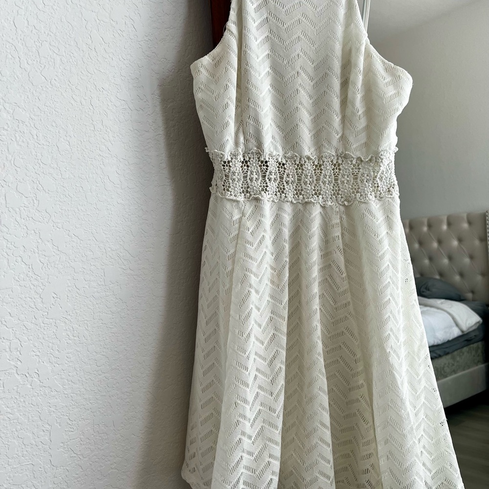 Sequin Hearts Ivory Lace Juniors Dress